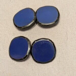 Vintage 935 Silver Blue Enamel Double-Sided Cufflinks | European Bar Link | Art